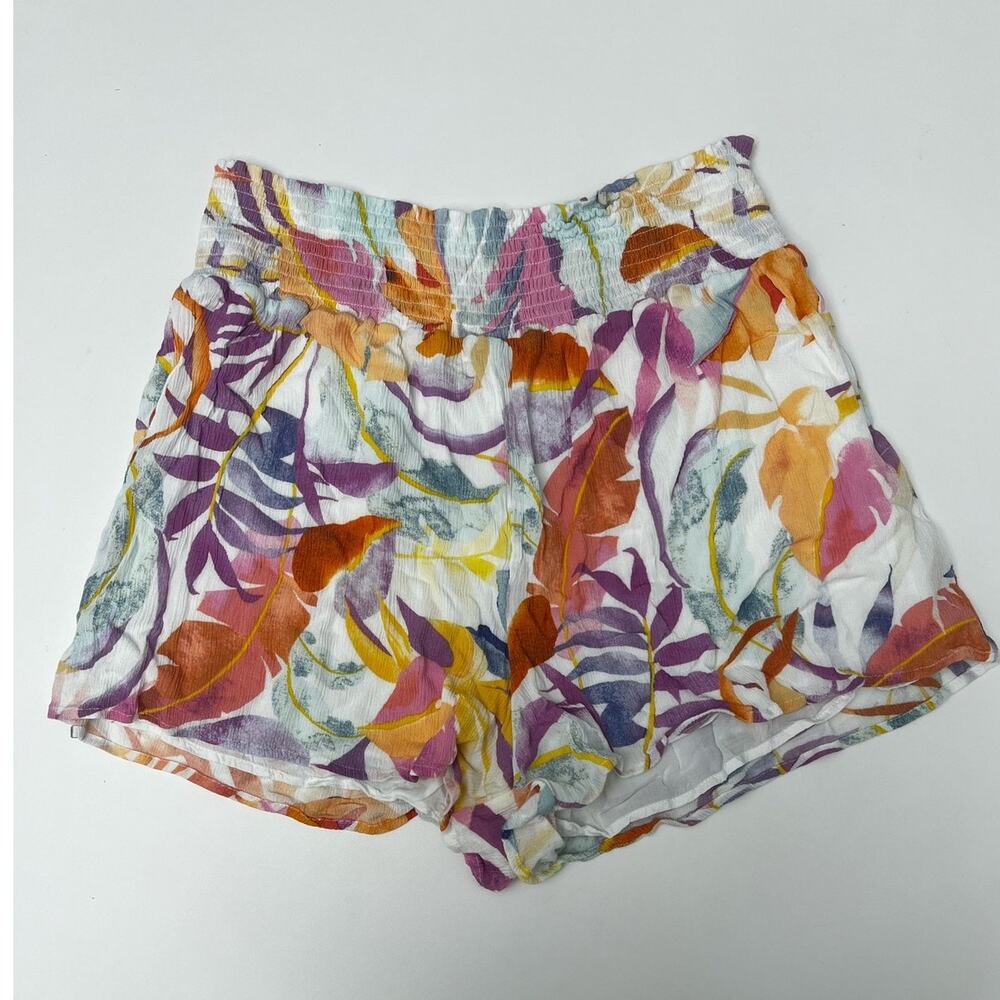 Z Supply Tropical Leaf Print White Multicolor Jean Shorts